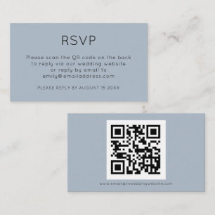 Carte D'accompagnement Code QR minimaliste Dusty Blue Wedding RSVP Enclos