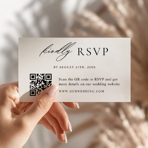 Carte D'accompagnement Code QR minimaliste Mariage moderne RSVP
