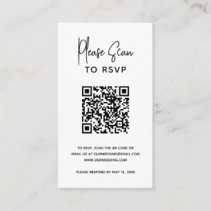 Carte D'accompagnement Code QR minimaliste noir et blanc Mariage moderne