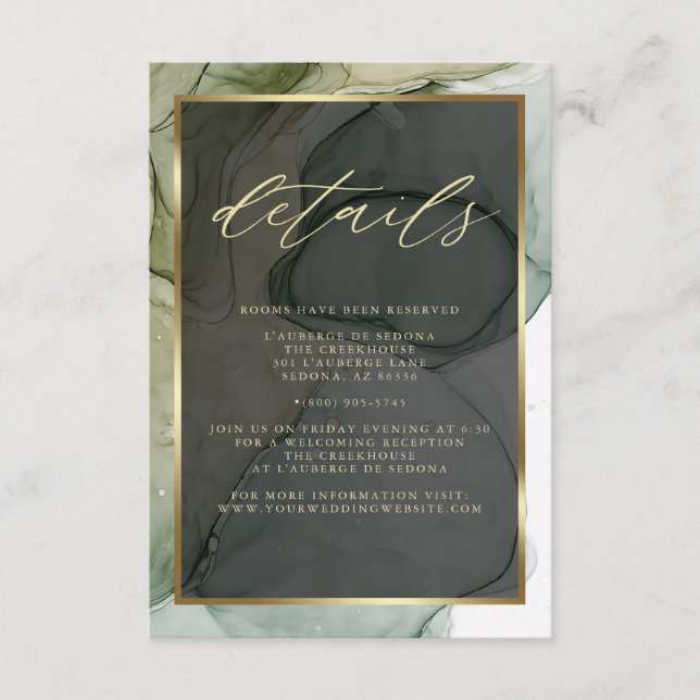 Carte D'accompagnement Code QR moderne Élégant écrément vert doux Encre l (Devant)