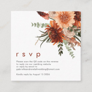Carte D'accompagnement Code QR moderne rouille Terracotta mariage floral