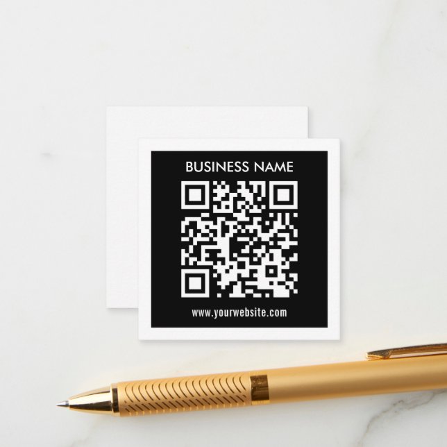 Carte D'accompagnement Code QR modifiable (généré instantanément) | Noir (Devant/Arrière en situation)