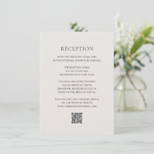 Carte D'accompagnement Code QR neutre propre Mariage élégant