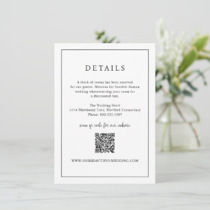 Carte D'accompagnement Code QR noir et blanc intemporel Mariage élégant