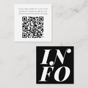 Carte D'accompagnement Code QR noir minimaliste Info Mariage en ligne