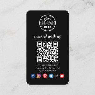 Carte D'accompagnement Code QR Noir Moderne Connectez-Vous Aux Médias Soc
