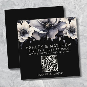 Carte D'accompagnement Code QR Noir Noir Blanc Mariage RSVP