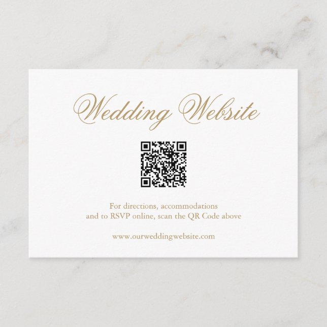 Carte D'accompagnement Code QR officiel traditionnel or mariage élégant (Devant)