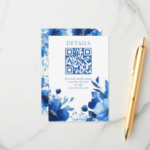 Carte D'accompagnement Code QR PERSONNALISÉ BAT MITZVAH d'aquarelle Blue