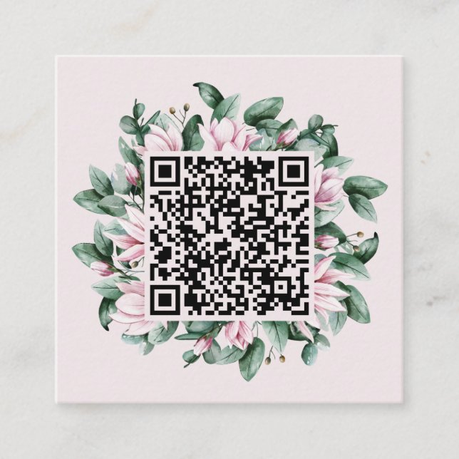 Carte D'accompagnement Code QR personnalisé Magnolia Flower Frame Mariage (Devant)
