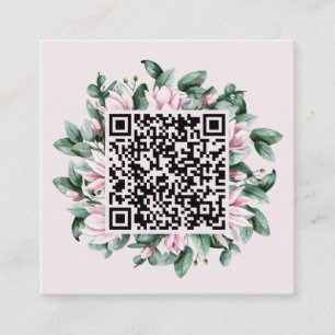Carte D'accompagnement Code QR personnalisé Magnolia Flower Frame Mariage
