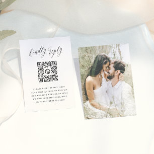 Carte D'accompagnement Code QR Photo de Réponse de Mariage Simple Script