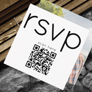 Carte D'accompagnement Code Qr Photo Mariage Simple Moderne Élégant Rsvp 