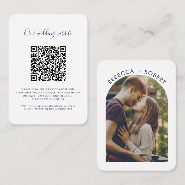 Carte D'accompagnement Code QR Photo Site Web de Mariage RSVP (Devant / Derrière)