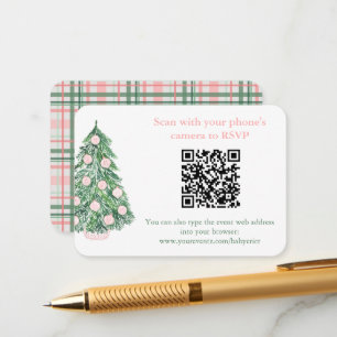 Carte D'accompagnement Code QR Pink Green Noël RSVP Ou Registre