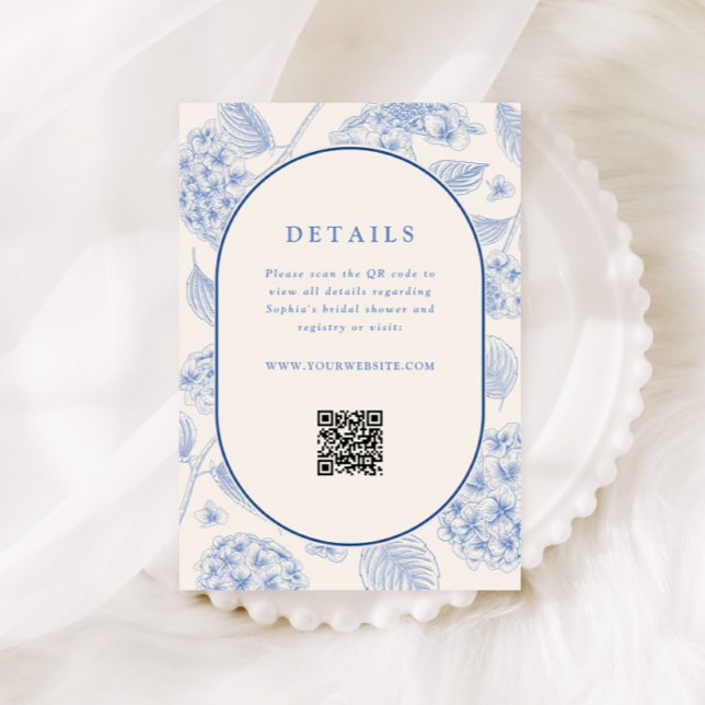 Carte D'accompagnement Code QR pour la Baby Shower de mariage Hydrangea B (Créateur téléchargé)