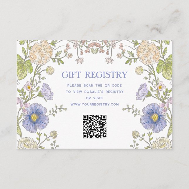 Carte D'accompagnement Code QR pour la Garden Spring Floral Bridal Shower (Devant)