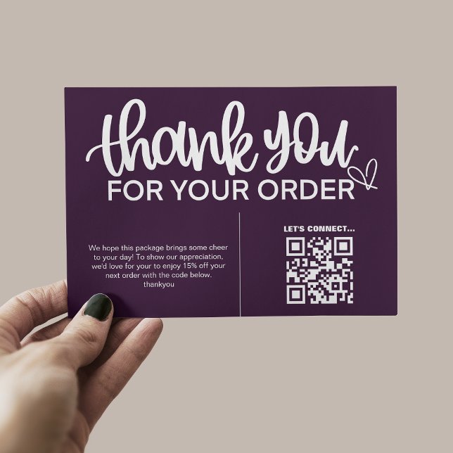 Carte D'accompagnement Code QR Remerciements pour votre emballage d'achat (Créateur téléchargé)