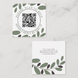 Carte D'accompagnement Code QR RSVP, Branche d'olive mariage méditerranée