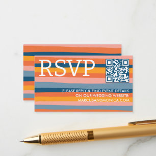 Carte D'accompagnement Code QR RSVP Coloré Rayures de Bonbons Joyeux Gras