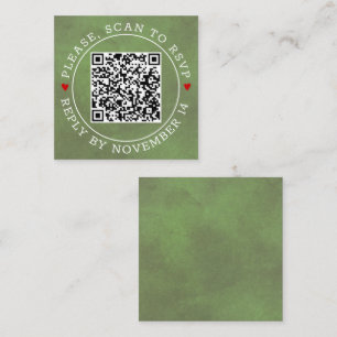 Carte D'accompagnement Code QR RSVP coloré vert, coeur mariage Enclosu
