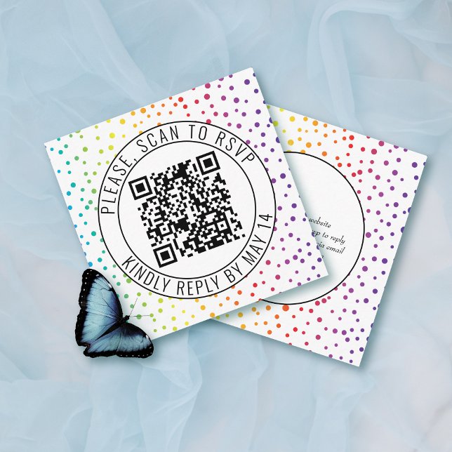Carte D'accompagnement Code QR RSVP, confetti gay lesbienne mariage Enclo (Créateur téléchargé)