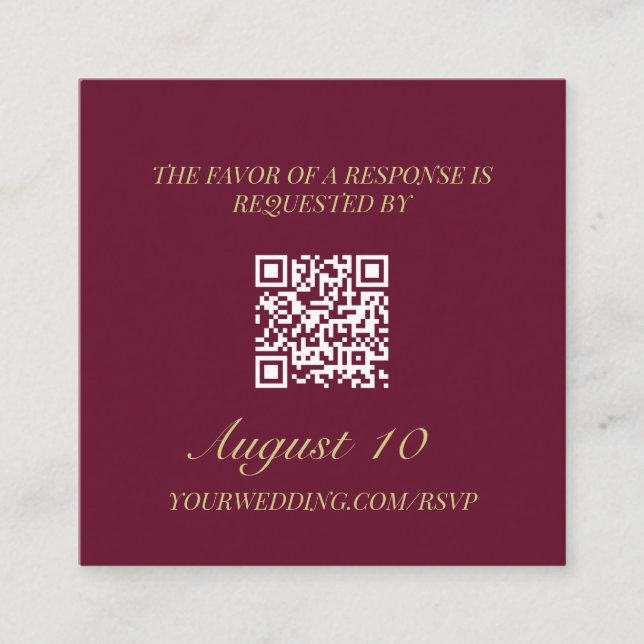 Carte D'accompagnement Code QR RSVP de mariage illustrée Monogramme de l' (Devant)