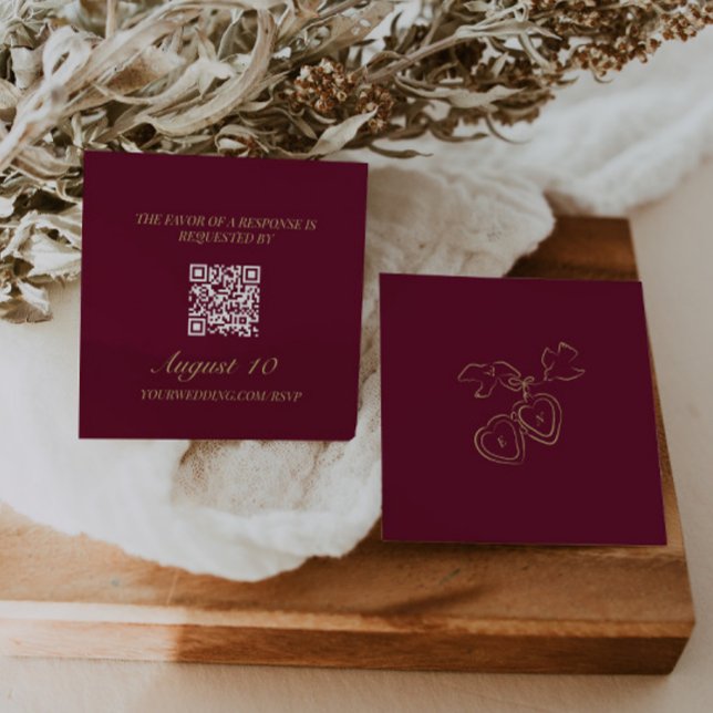 Carte D'accompagnement Code QR RSVP de mariage illustrée Monogramme de l' (Créateur téléchargé)
