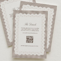 Code QR RSVP Détails de Mariage Ruban Brun Rayé 