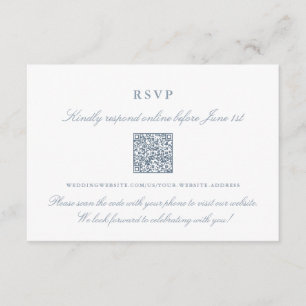 Carte D'accompagnement Code QR RSVP en ligne Bleu Poussiéreux Élégant
