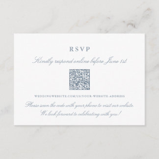 Carte D'accompagnement Code QR RSVP en ligne Bleu Poussiéreux Élégant