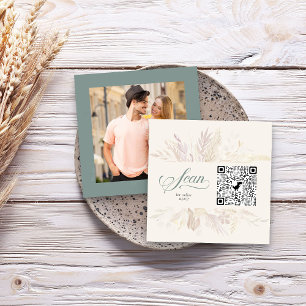 Carte D'accompagnement Code QR RSVP en ligne de photo Sage Green Botanica