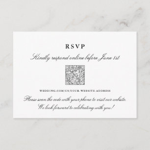 Carte D'accompagnement Code QR RSVP en ligne élégant noir et blanc