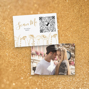 Carte D'accompagnement Code QR RSVP en ligne Photo Fleur Sauvage Dorée Es
