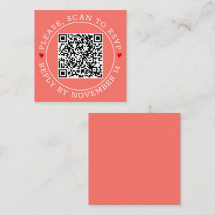 Carte D'accompagnement Code QR RSVP frontière et coeur corail mariage