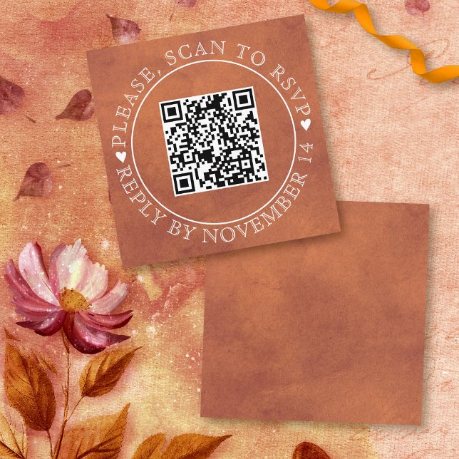 Carte D'accompagnement Code QR RSVP mariage de automne en terre cuite tac (Créateur téléchargé)