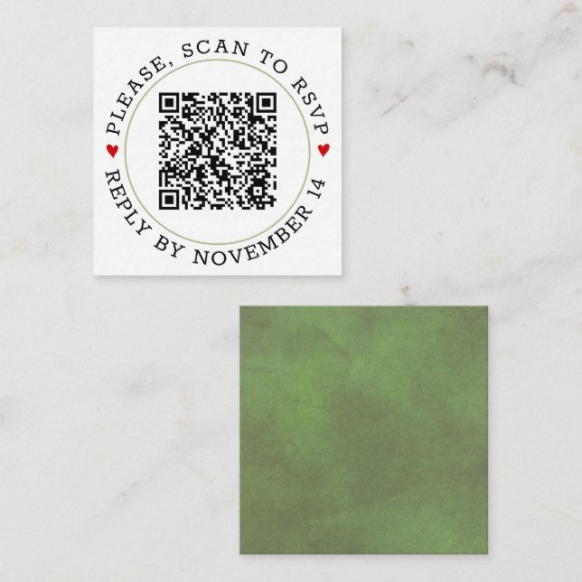 Carte D'accompagnement Code QR RSVP mariage de la bordure verte et des co (Devant / Derrière)