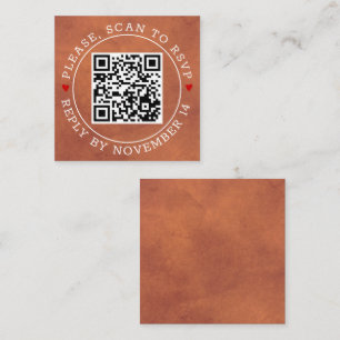 Carte D'accompagnement Code QR RSVP, mariage en terre cuite tachée