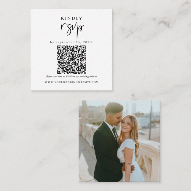 Carte D'accompagnement Code QR RSVP Mariage moderne Insertion (Devant / Derrière)