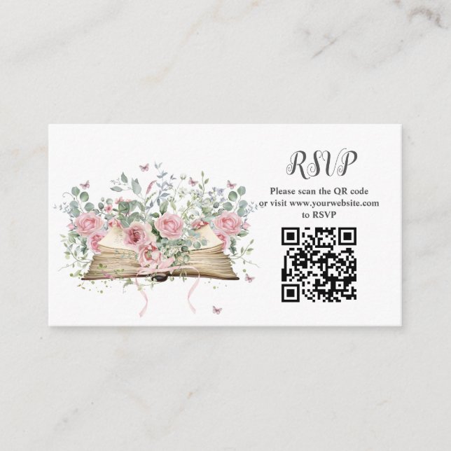 Carte D'accompagnement Code QR RSVP Nouveau Chapitre Réception de Mariage (Devant)