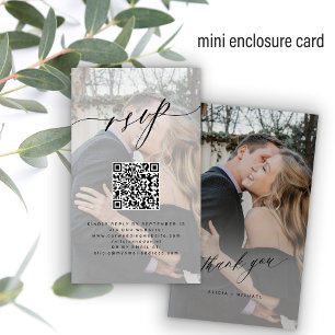 Carte D'accompagnement Code QR RSVP photo mariage site élégant