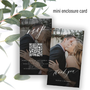 Carte D'accompagnement Code QR RSVP photo mariage site élégant
