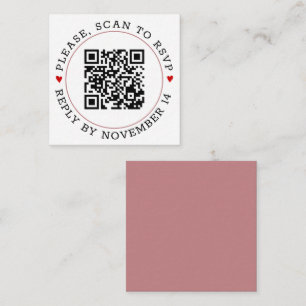 Carte D'accompagnement Code QR RSVP rose poussiéreux frontière et coeur m