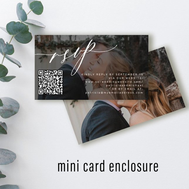 Carte D'accompagnement Code QR RSVP simple photo mariage site Web (Bigger sizes available)