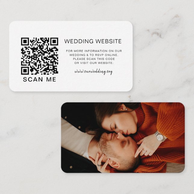 Carte D'accompagnement Code QR RSVP Site Web de Mariage Photo (Devant / Derrière)