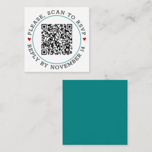 Carte D'accompagnement Code QR RSVP turquoise frontière bleue et mariage