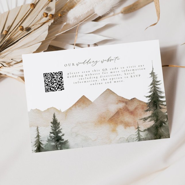 Carte D'accompagnement Code QR Rustic Mountain Mariage RSVP (Créateur téléchargé)