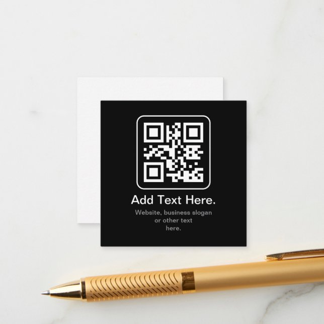 Carte D'accompagnement Code QR scannable moderne | Noir Blanc & Gris (Devant/Arrière en situation)
