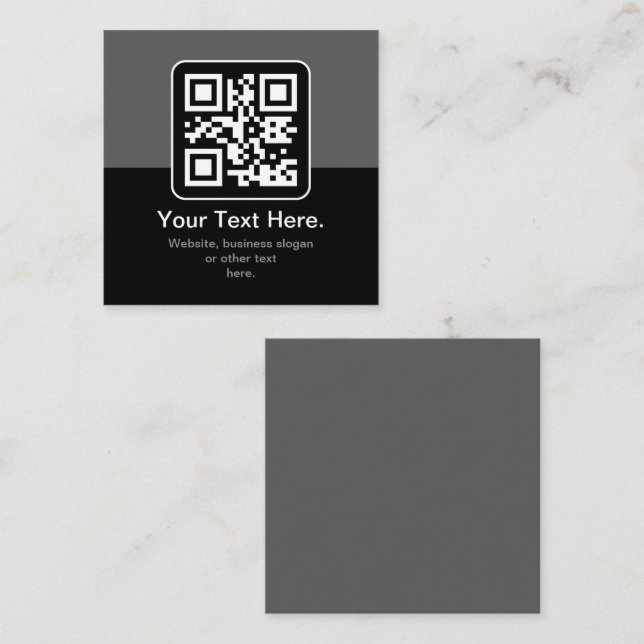 Carte D'accompagnement Code QR scannable moderne | Noir Gris & Blanc (Devant / Derrière)
