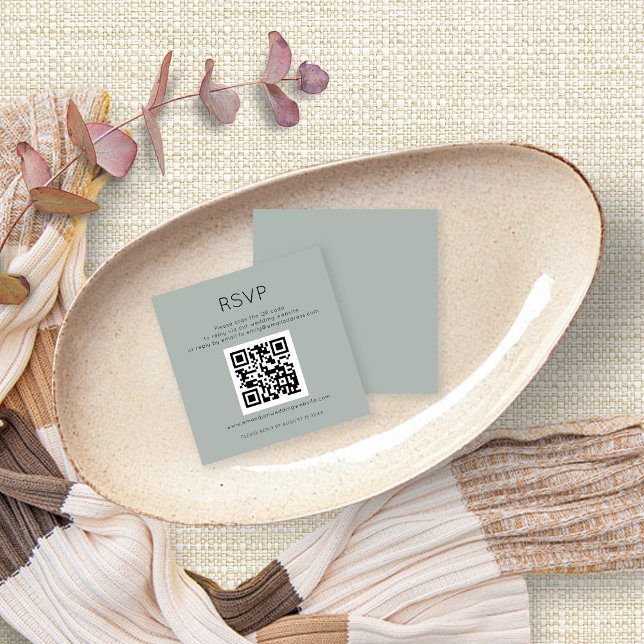 Carte D'accompagnement Code QR Silvery Sage Vert Mariage RSVP Enclôture (Créateur téléchargé)